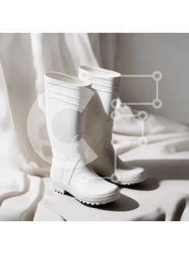 Σετ των 2 Intra Συλλεκτικό Ξύλινο Παζλ Plywood  4mm - Κομψές λευκές μπότες από καουτσούκ σε ύφασμα Σε Ξύλινο Κουτί - Διαστάσεις: 10x10 cm – 25 κομμάτια