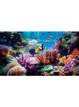 Intra Συλλεκτικό Ξύλινο Παζλ Plywood  4mm - Ζωντανή εικόνα ενός κοραλλιογενούς υφάλου με ψάρια στον ωκεανό Σε Ξύλινο Κουτί - Διαστάσεις: 10x10 cm – 25 κομμάτια