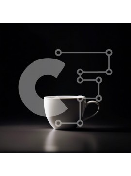 Intra Συλλεκτικό Ξύλινο Παζλ Plywood  4mm - Κομψή και μινιμαλιστική εικόνα ενός λευκού φλιτζανιού καφέ σε μια μαύρη επιφάνεια Σε Ξύλινο Κουτί - Διαστάσεις Puzzle: 10x10 cm – 25 κομμάτια