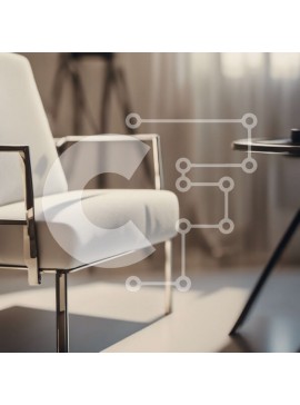 Intra Συλλεκτικό Ξύλινο Παζλ Plywood  4mm - Λευκή δερμάτινη πολυθρόνα με χρωμιωμένο πλαίσιο και πόδια Σε Ξύλινο Κουτί - Διαστάσεις Puzzle: 10x10 cm – 25 κομμάτια