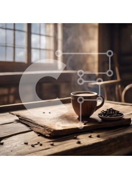 Σετ των 2 Intra Συλλεκτικό Ξύλινο Παζλ Plywood  4mm - Κόκκοι καφέ και φλιτζάνι σε ξύλινο τραπέζι με ατμό Σε Ξύλινο Κουτί - Διαστάσεις: 10x10 cm – 25 κομμάτια