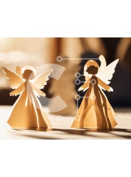 Intra Συλλεκτικό Ξύλινο Παζλ Plywood  4mm - Χάρτινα ειδώλια αγγέλου στο τραπέζι Σε Ξύλινο Κουτί - Διαστάσεις Puzzle: 10x10 cm – 25 κομμάτια