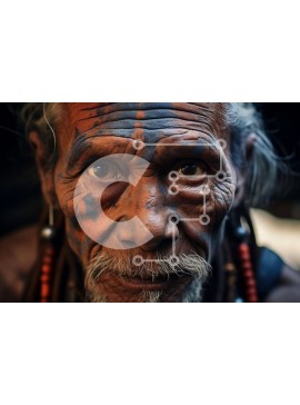 Intra Συλλεκτικό Ξύλινο Παζλ Plywood  4mm - Σοβαρό πορτρέτο ενός ηλικιωμένου με παραδοσιακή ενδυμασία Σε Ξύλινο Κουτί - Διαστάσεις Puzzle: 10x10 cm – 25 κομμάτια