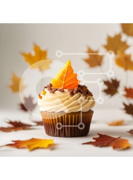 Σετ των 2 Intra Συλλεκτικό Ξύλινο Παζλ Plywood  4mm - Λαχταριστό Cupcake σοκολάτας με Διακόσμηση από φύλλα σφενδάμου Σε Ξύλινο Κουτί - Διαστάσεις: 10x10 cm – 25 κομμάτια