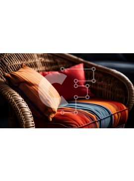 Intra Συλλεκτικό Ξύλινο Παζλ Plywood  4mm - Άνετη ψάθινη καρέκλα με πολύχρωμα μαξιλάρια Σε Ξύλινο Κουτί - Διαστάσεις Puzzle: 10x10 cm – 25 κομμάτια