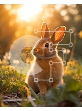 Σετ των 2 Intra Συλλεκτικό Ξύλινο Παζλ Plywood  4mm - Όμορφη εικόνα ενός μικρού καφέ κουνελιού στο ηλιοβασίλεμα Σε Ξύλινο Κουτί - Διαστάσεις: 10x10 cm – 25 κομμάτια