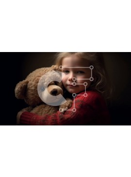 Intra Συλλεκτικό Ξύλινο Παζλ Plywood  4mm - Αξιολάτρευτη εικόνα νεαρού κοριτσιού που αγκαλιάζει το αρκουδάκι Σε Ξύλινο Κουτί - Διαστάσεις Puzzle: 10x10 cm – 25 κομμάτια