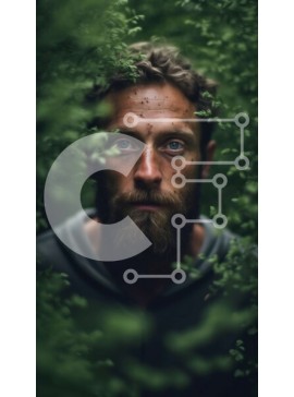 Intra Συλλεκτικό Ξύλινο Παζλ Plywood  4mm - Σοβαρός άνδρας με κουκούλα που στέκεται στο μυστηριώδες πυκνό δάσος Σε Ξύλινο Κουτί - Διαστάσεις Puzzle: 10x10 cm – 25 κομμάτια