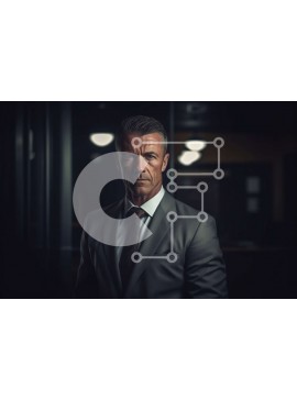 Intra Συλλεκτικό Ξύλινο Παζλ Plywood  4mm - Σοβαρός επιχειρηματίας σε αμυδρά φωτισμένο δωμάτιο Σε Ξύλινο Κουτί - Διαστάσεις Puzzle: 10x10 cm – 25 κομμάτια