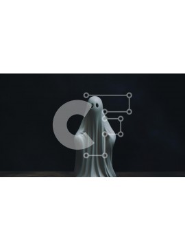 Intra Συλλεκτικό Ξύλινο Παζλ Plywood  4mm - Λευκό ειδώλιο φαντάσματος σε ημιτελές ξύλινο τραπέζι Σε Ξύλινο Κουτί - Διαστάσεις Puzzle: 10x10 cm – 25 κομμάτια