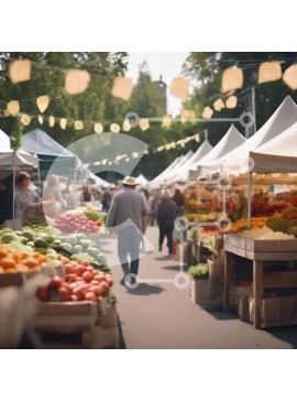 Σετ των 2 Intra Συλλεκτικό Ξύλινο Παζλ Plywood  4mm - Υπαίθρια αγορά με φρέσκα φρούτα και λαχανικά Σε Ξύλινο Κουτί - Διαστάσεις: 10x10 cm – 25 κομμάτια