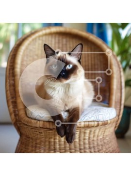 Intra Συλλεκτικό Ξύλινο Παζλ Plywood  4mm - Αξιολάτρευτη εικόνα της γάτας που κάθεται σε ψάθινη καρέκλα Σε Ξύλινο Κουτί - Διαστάσεις: 10x10 cm – 25 κομμάτια