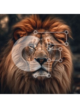 Intra Συλλεκτικό Ξύλινο Παζλ Plywood  4mm - Ισχυρή εικόνα ενός λιονταριού που κοιτάζει κατευθείαν την κάμερα Σε Ξύλινο Κουτί - Διαστάσεις: 10x10 cm – 25 κομμάτια