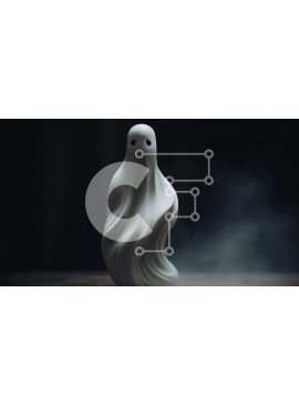 Intra Συλλεκτικό Ξύλινο Παζλ Plywood  4mm - Λευκό ειδώλιο φάντασμα με καπνό να βγαίνει από το στόμα Σε Ξύλινο Κουτί - Διαστάσεις Puzzle: 10x10 cm – 25 κομμάτια