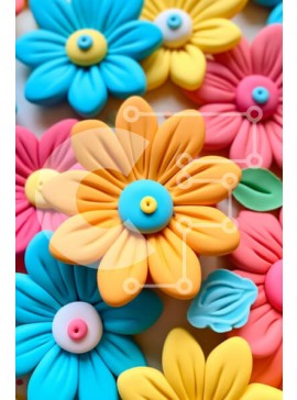 Intra Συλλεκτικό Ξύλινο Παζλ Plywood  4mm - Ομάδα πολύχρωμων πλαστικών λουλουδιών σε λευκή επιφάνεια Σε Ξύλινο Κουτί - Διαστάσεις Puzzle: 10x10 cm – 25 κομμάτια