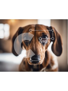 Σετ των 2 Intra Συλλεκτικό Ξύλινο Παζλ Plywood  4mm - Καφέ και μαύρο σκυλί κοιτάζοντας επίμονα την κάμερα Σε Ξύλινο Κουτί - Διαστάσεις: 10x10 cm – 25 κομμάτια