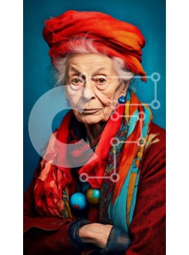 Intra Συλλεκτικό Ξύλινο Παζλ Plywood  4mm - Πορτρέτο μιας ηλικιωμένης γυναίκας με μια σοβαρή έκφραση Σε Ξύλινο Κουτί - Διαστάσεις Puzzle: 10x10 cm – 25 κομμάτια