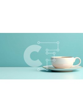 Σετ των 2 Intra Συλλεκτικό Ξύλινο Παζλ Plywood  4mm - Λευκό φλιτζάνι καφέ με χρυσό χείλος σε μπλε τραπέζι Σε Ξύλινο Κουτί - Διαστάσεις: 10x10 cm – 25 κομμάτια