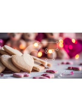 Intra Συλλεκτικό Ξύλινο Παζλ Plywood  4mm - Ρομαντικά μπισκότα για την ημέρα του Αγίου Βαλεντίνου και αρκουδάκια Σε Ξύλινο Κουτί - Διαστάσεις Puzzle: 10x10 cm – 25 κομμάτια