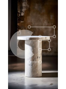 Intra Συλλεκτικό Ξύλινο Παζλ Plywood  4mm - Κομψό και απλό στρογγυλό λευκό μαρμάρινο τραπέζι με βάση βάθρου Σε Ξύλινο Κουτί - Διαστάσεις Puzzle: 10x10 cm – 25 κομμάτια