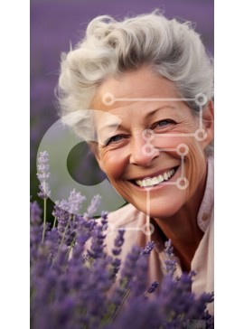 Σετ των 2 Intra Συλλεκτικό Ξύλινο Παζλ Plywood  4mm - Όμορφη εικόνα της ηλικιωμένης γυναίκας στο πεδίο της λεβάντας Σε Ξύλινο Κουτί - Διαστάσεις: 10x10 cm – 25 κομμάτια