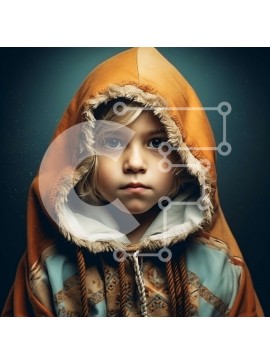 Intra Συλλεκτικό Ξύλινο Παζλ Plywood  4mm - Χαριτωμένο πορτρέτο ενός παιδιού που φορά ένα σακάκι με κουκούλα Σε Ξύλινο Κουτί - Διαστάσεις Puzzle: 10x10 cm – 25 κομμάτια