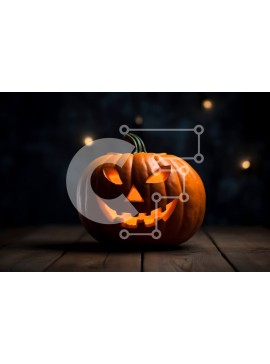 Intra Συλλεκτικό Ξύλινο Παζλ Plywood  4mm - Σκαλιστή κολοκύθα με το φως των κεριών σε ξύλινο τραπέζι Σε Ξύλινο Κουτί - Διαστάσεις Puzzle: 10x10 cm – 25 κομμάτια