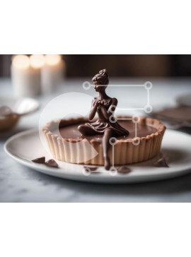 Σετ των 2 Intra Συλλεκτικό Ξύλινο Παζλ Plywood  4mm - Τάρτα καλυμμένη με σοκολάτα με γλυπτή σοκολατένια φιγούρα Σε Ξύλινο Κουτί - Διαστάσεις: 10x10 cm – 25 κομμάτια