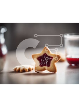 Σετ των 2 Intra Συλλεκτικό Ξύλινο Παζλ Plywood  4mm - Μπισκότο μαρμελάδας σε σχήμα αστεριού και ποτήρια υγρού Σε Ξύλινο Κουτί - Διαστάσεις: 10x10 cm – 25 κομμάτια