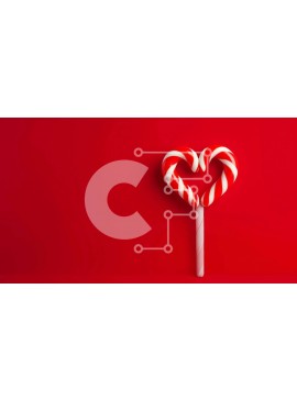 Intra Συλλεκτικό Ξύλινο Παζλ Plywood  4mm - Καραμέλα γλειφιτζούρι σε σχήμα καρδιάς για την ημέρα του Αγίου Βαλεντίνου σε πορτοκαλί φόντο Σε Ξύλινο Κουτί - Διαστάσεις Puzzle: 10x10 cm – 25 κομμάτια