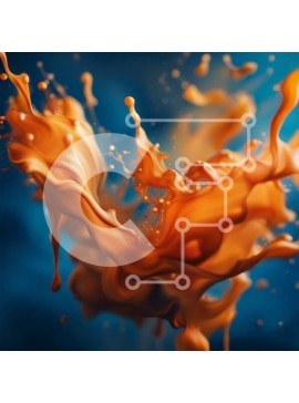 Intra Συλλεκτικό Ξύλινο Παζλ Plywood  4mm - Ζωντανή εικόνα πορτοκαλί υγρού που πιτσιλίζει στον αέρα Σε Ξύλινο Κουτί - Διαστάσεις Puzzle: 10x10 cm – 25 κομμάτια