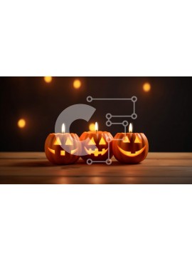 Intra Συλλεκτικό Ξύλινο Παζλ Plywood  4mm - Κεριά σε σχήμα κολοκύθας σε ένα ξύλινο τραπέζι Σε Ξύλινο Κουτί - Διαστάσεις Puzzle: 10x10 cm – 25 κομμάτια