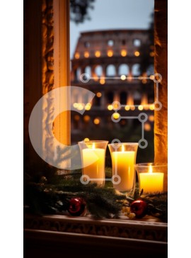 Intra Συλλεκτικό Ξύλινο Παζλ Plywood  4mm - Κεριά μπροστά από το Κολοσσαίο τη νύχτα Σε Ξύλινο Κουτί - Διαστάσεις Puzzle: 10x10 cm – 25 κομμάτια