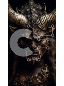 Intra Συλλεκτικό Ξύλινο Παζλ Plywood  4mm - Κοντινή φωτογραφία ενός ατόμου που φορά ένα κερασφόρο κράνος και πανοπλία Σε Ξύλινο Κουτί - Διαστάσεις Puzzle: 10x10 cm – 25 κομμάτια