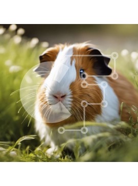 Intra Συλλεκτικό Ξύλινο Παζλ Plywood  4mm - Καφέ και άσπρο ινδικό χοιρίδιο σε ένα χωράφι με πράσινο γρασίδι Σε Ξύλινο Κουτί - Διαστάσεις: 10x10 cm – 25 κομμάτια