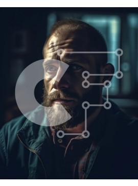 Intra Συλλεκτικό Ξύλινο Παζλ Plywood  4mm - Σοβαρός άνδρας σε αμυδρά φωτισμένο δωμάτιο που κοιτάζει την απόσταση Σε Ξύλινο Κουτί - Διαστάσεις Puzzle: 10x10 cm – 25 κομμάτια