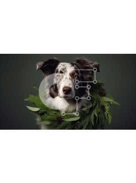 Σετ των 2 Intra Συλλεκτικό Ξύλινο Παζλ Plywood  4mm - Σκύλος Border Collie που φορά διακοσμητικό στεφάνι Σε Ξύλινο Κουτί - Διαστάσεις: 10x10 cm – 25 κομμάτια
