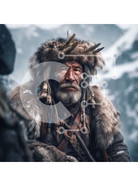 Intra Συλλεκτικό Ξύλινο Παζλ Plywood  4mm - Εικόνα του ηλικιωμένου άνδρα με γούνινο παλτό και καπέλο σε χιονισμένο τοπίο Σε Ξύλινο Κουτί - Διαστάσεις Puzzle: 10x10 cm – 25 κομμάτια