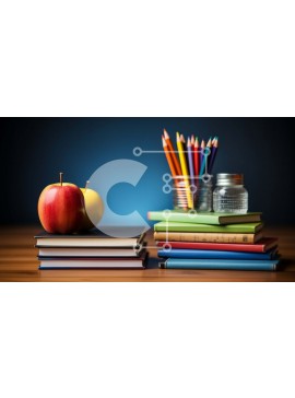 Intra Συλλεκτικό Ξύλινο Παζλ Plywood  4mm - Στοίβα βιβλίων με το Apple στο τραπέζι Σε Ξύλινο Κουτί - Διαστάσεις Puzzle: 10x10 cm – 25 κομμάτια