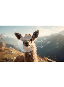 Intra Συλλεκτικό Ξύλινο Παζλ Plywood  4mm - Μικρά ελάφια στη βραχώδη πλαγιά με βουνά στο φόντο Σε Ξύλινο Κουτί - Διαστάσεις: 10x10 cm – 25 κομμάτια