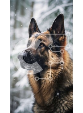 Σετ των 2 Intra Συλλεκτικό Ξύλινο Παζλ Plywood  4mm - Γερμανικός Ποιμενικός Σκύλος στο Χιονισμένο Δάσος Σε Ξύλινο Κουτί - Διαστάσεις: 10x10 cm – 25 κομμάτια