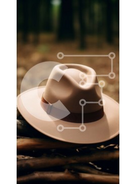 Σετ των 2 Intra Συλλεκτικό Ξύλινο Παζλ Plywood  4mm - Μπεζ καπέλο που στηρίζεται σε ξύλινα ραβδιά στο δάσος Σε Ξύλινο Κουτί - Διαστάσεις: 10x10 cm – 25 κομμάτια