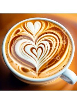 Σετ των 2 Intra Συλλεκτικό Ξύλινο Παζλ Plywood  4mm - Σχέδιο σε σχήμα καρδιάς από αφρό λευκής κούπας καφέ Σε Ξύλινο Κουτί - Διαστάσεις: 10x10 cm – 25 κομμάτια