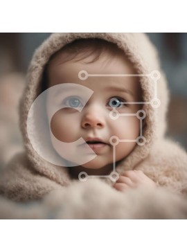 Intra Συλλεκτικό Ξύλινο Παζλ Plywood  4mm - Αξιολάτρευτο μωρό με μεγάλα μπλε μάτια Σε Ξύλινο Κουτί - Διαστάσεις Puzzle: 10x10 cm – 25 κομμάτια