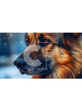 Intra Συλλεκτικό Ξύλινο Παζλ Plywood  4mm - Κοντινή όψη του προσώπου ενός γερμανικού ποιμενικού σκύλου Σε Ξύλινο Κουτί - Διαστάσεις: 10x10 cm – 25 κομμάτια