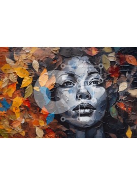 Intra Συλλεκτικό Ξύλινο Παζλ Plywood  4mm - Κομψό πορτρέτο γυναίκας με σκούρο δέρμα και σγουρά μαλλιά Σε Ξύλινο Κουτί - Διαστάσεις Puzzle: 10x10 cm – 25 κομμάτια