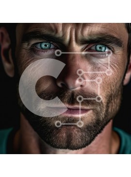 Intra Συλλεκτικό Ξύλινο Παζλ Plywood  4mm - Κοντινό πλάνο πορτρέτο ενός όμορφου άνδρα με μπλε μάτια και πράσινο πουκάμισο Σε Ξύλινο Κουτί - Διαστάσεις Puzzle: 10x10 cm – 25 κομμάτια