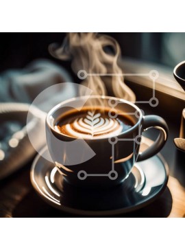 Σετ των 2 Intra Συλλεκτικό Ξύλινο Παζλ Plywood  4mm - Νόστιμο φλιτζάνι καφέ με ατμό να ανεβαίνει σε ένα άνετο τραπέζι Σε Ξύλινο Κουτί - Διαστάσεις: 10x10 cm – 25 κομμάτια