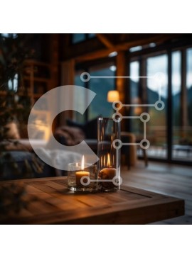 Intra Συλλεκτικό Ξύλινο Παζλ Plywood  4mm - Άνετο σαλόνι με τζάκι και θέα στο βουνό - Φωτογραφία Αρχείου Σε Ξύλινο Κουτί - Διαστάσεις Puzzle: 10x10 cm – 25 κομμάτια