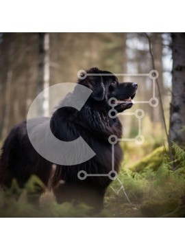 Intra Συλλεκτικό Ξύλινο Παζλ Plywood  4mm - Όμορφη εικόνα ενός μεγάλου μαύρου σκύλου σε ένα ξέφωτο δάσους Σε Ξύλινο Κουτί - Διαστάσεις: 10x10 cm – 25 κομμάτια